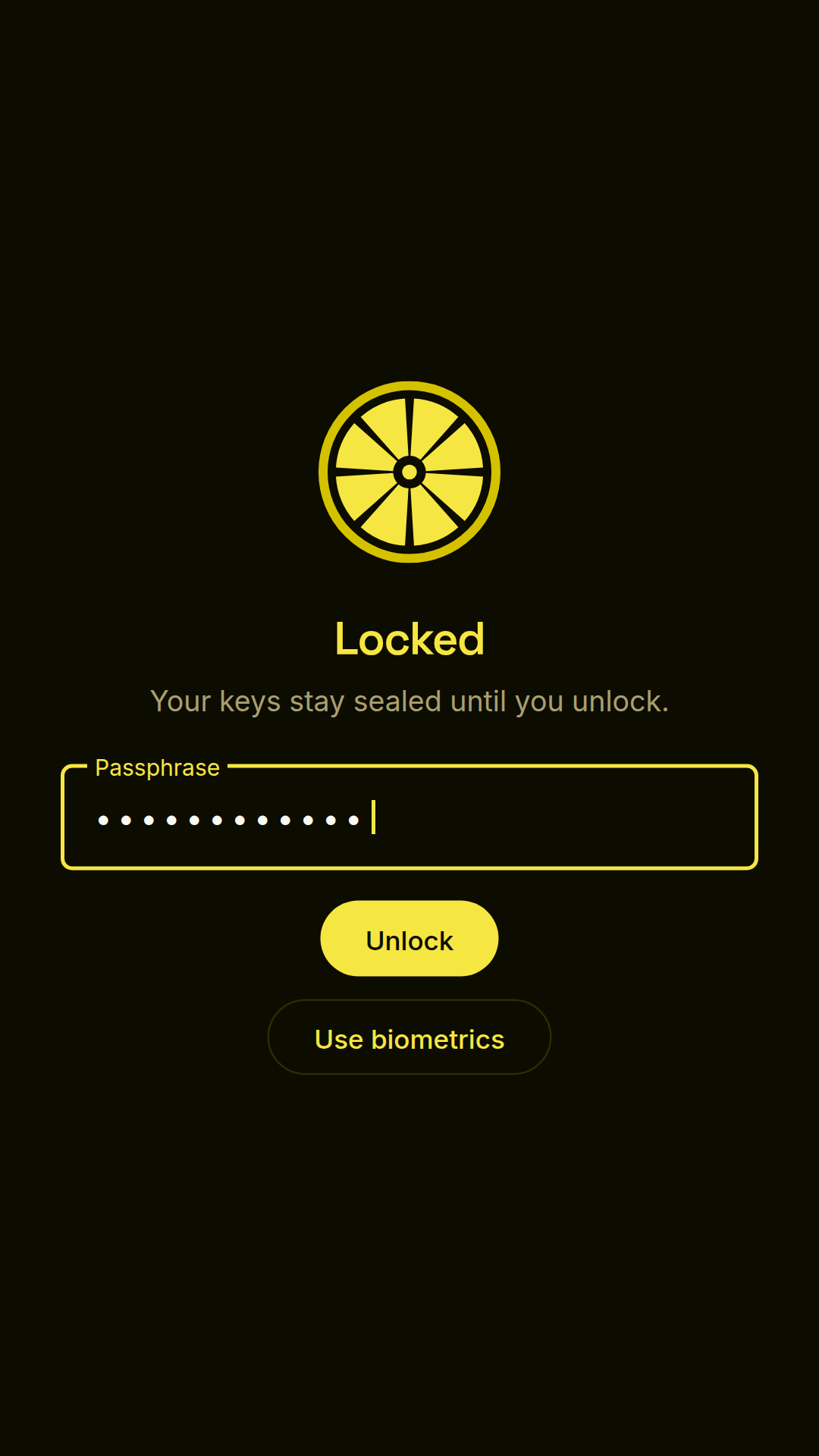 Zitrone lock screen with passphrase entry